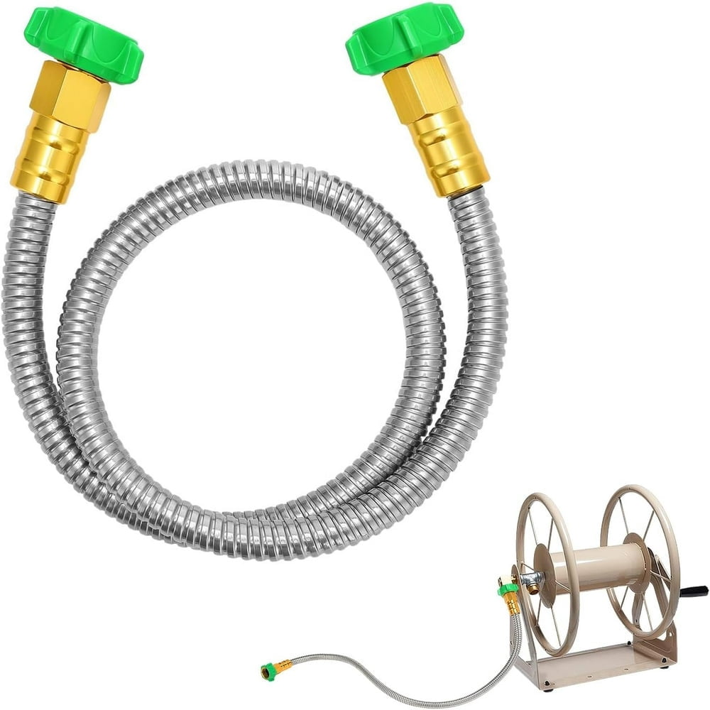 HLONK Short Garden Hose with Female to Female Connector  3ft Metal Leakproof Leader Hose for Hose Reel  Heavy Duty 304 Stainless Steel Flexible Hose for Outdoor Garden Watering Car Pet Cl
