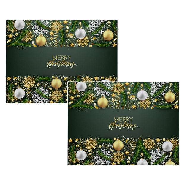 Oleegame 2PC Placemat Christmas Table Placemats Christmas Rustic Vintage Washable Table Mats