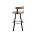 thumbnail image 3 of Amisco Lars 30 in. Swivel Bar Stool - Cream Bouclé Polyester / Light Brown Wood / Dark Brown Metal, 3 of 10