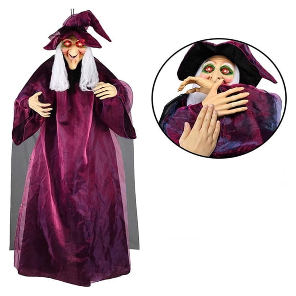 AKEGAMN Clearance! Halloween Decorations 70In Life Size Hanging Vocal Witch Giant Flying Witch Decor Voice & Activated Dialogue Halloween Decor House Props Halloween Decorations 70In Life Size Hangi