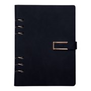 Binder Notebook, Refillable Leather Binder with Paper, Metal Rings for School, College, Planner, Journal (1Pcs) Black