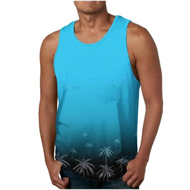 Aboser Men's Graphic Sleeveless Tank Top Hawaiian Palm Tree Printed T-Shirt Lightweight Casual Summer Beach Shirts Gym Bodybuilding Workout Tank Tops