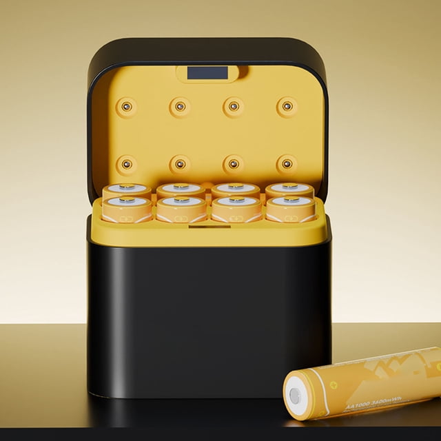 Rechargeable AA Batteries Lithium with Charger, 8 Pack 1.5V 3000mWh Double A Batteries Rechargeable, Long Lasting AA Li-ion Battery with Integrated Charging Storage Box