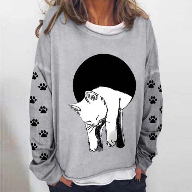 50 % de Réduction sur Chandail en Molleton Surdimensionné pour Femmes 2023 Chandail en Molleton Ample à Manches Longues Col Rond Imprimé Texte Drôle Blouse Chandail