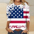 thumbnail image 2 of EQWLJWE Hauts d'Été pour Femmes Hauts pour Femmes Liquidation Mode Féminine Manches Courtes Col Rond Rétro Imprimé Blouse Ample Manches Trois-Quarts, 2 of 4