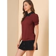 thumbnail image 4 of INSPIRE CHIC Women's Peter Pan Collar Puff Short Sleeve Tops, 4 of 6