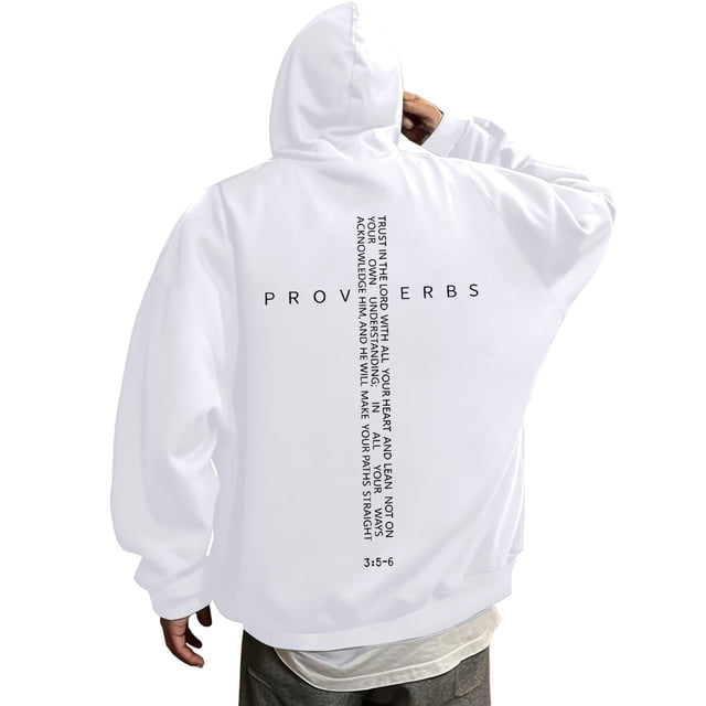Chandail à Capuchon Rétro pour Hommes avec Verset Graphique, Tenue Décontractée Inspirante pour Croyants, Chandail Confortable à Enfiler