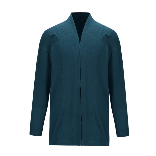 RXIRUCGD Homme Col en V Styles Mi-Longs et Longs Cardigan en Tricot à Fleurs Torsadées Manteau Ample, Bleu Foncé, Taille : L