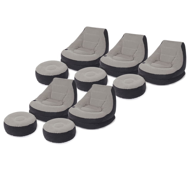 Intex Fauteuil Lounge Gonflable Ultra avec Porte-Gobelet et Ottoman, Gris (Lot de 5)