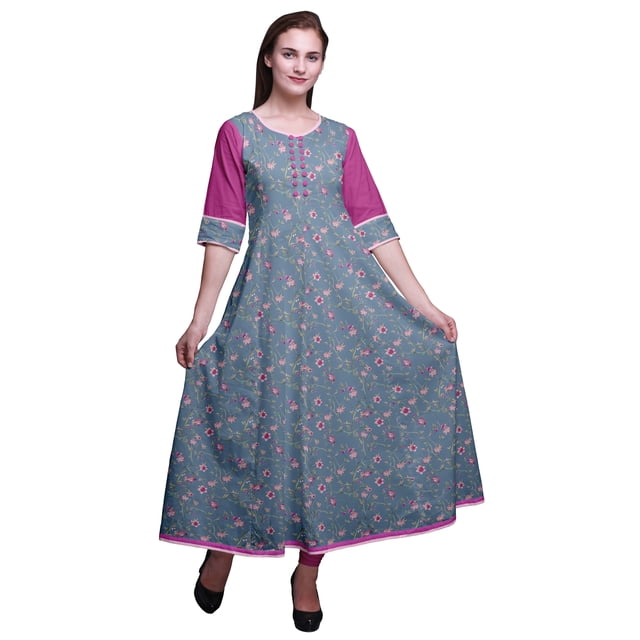 Bimba Robe Décontractée AnarkaliKurtiMaxi Imprimée IndianKurtisFor Women