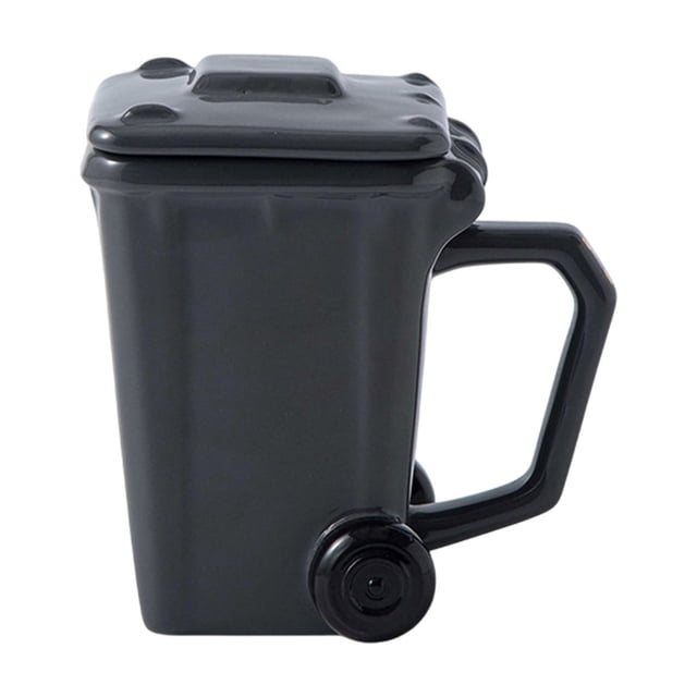 Lksixu Ceramic Cup Styling Cup Novelty Ceramic Bin Cup Recycling Bin Cup Three-dimensional Daily Use Cup Protection Styling Peculiar Cups Kitchen Gadgets