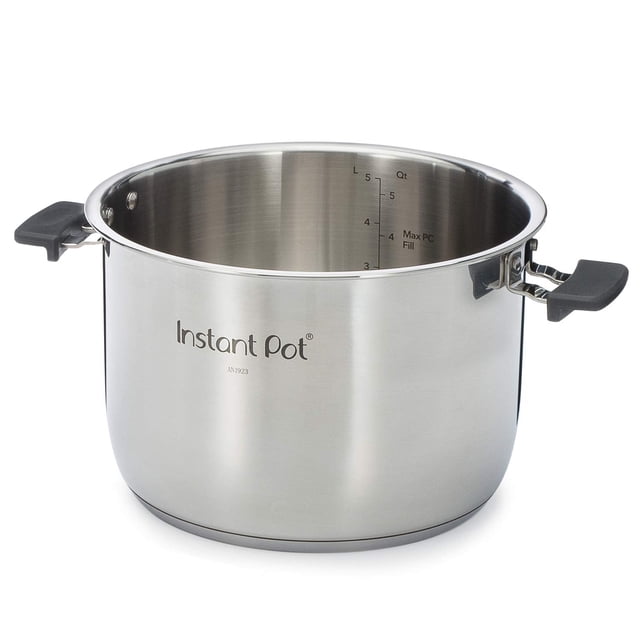 Instant Pot Casserole Intérieure en Acier Inoxydable avec Poignées, 6 Pintes, Surface Polie, à Utiliser avec Duo 6 Pintes Evo, Pro et ProPlus