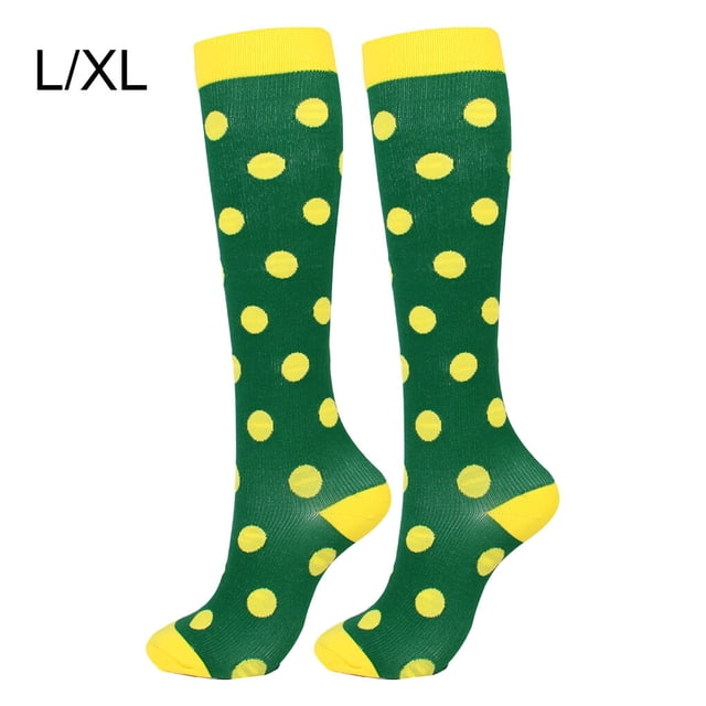 Bas de Compression 20-30 mmHg Longueur Genou Bas de Sport Bas Femmes Bas de Randonnée pour Chaussettes Unisexes 20-30 mmHg Compression Course Cyclisme, Vert, Pois, G/TG