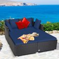 thumbnail image 3 of Topbuy Patio Rattan Daybed with Cushions and 4 Pillows, Navy, 3 of 10
