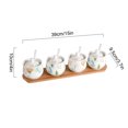 thumbnail image 2 of Ceramic Sugar Bowl With Lid, Porcelain Sugar Pot With Spoon, Small Salt Pot, Storage Jar , For Coffee Bar, Restaurant-Flower-4 Set, 2 of 8