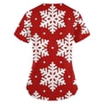 thumbnail image 3 of TIMIFIS Haut de Sarrau Rouge pour Femmes, Haut Cache-Cœur Imprimé de Noël pour les Fêtes, Chemise à Encolure, Bonhomme de Neige, Manches Courtes, Col en V, Tunique d'Infirmière pour le Travail, Blouse d'Uniforme de Travail avec Poches - Rouge Automne/hiver, 3 of 4