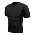 thumbnail image 2 of Breezora Football Impact Shirt Padded Compression Top with Chest Rib Shoulder Back Protection Breathable Training Gear XL Size Black, 2 of 6