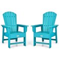 thumbnail image 1 of Gymax Set of 2 Kids Patio Adirondack Chair Armchair Weather Resistance Outdoor Chair Turquoise, 1 of 5