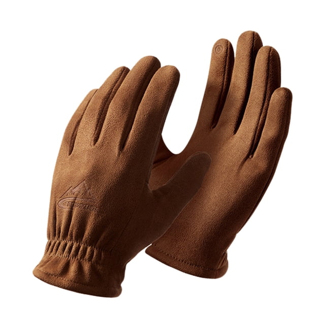 Men's Winter Outdoor Riding Suede Gloves Windproof Thickened Warm Lined Cold Weather Hand