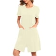 thumbnail image 2 of Kaemgyyd Peignoirs Zippés pour Femmes Été Manches Courtes Col Ras du Cou Peignoirs Courts Unis Légers Doux Robe de Nuit avec Poches, 2 of 7