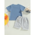 thumbnail image 4 of Gupgi 2Pcs Baby Boy Clothes Short Sleeve Letters Print T Shirt Elastic Waist Pockets Shorts Set, 4 of 9