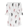 thumbnail image 5 of Robe Courte Élégante pour Femme Été Aguichant Décontractée à Épaules Dénudées Manches Évasées Unie et Imprimée Robes Combinaison Robe en Liquidation, 5 of 5