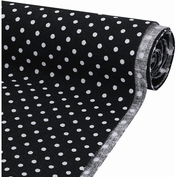 Tissu en Coton à Pois Noir et Blanc de 1,09 Yards, Tissu d'Artisanat Imprimé à Pois de 62 Pouces de Large, Rectangle en Coton avec Motif à Pois de 2 mm, Matériau d'Artisanat pour Vêtements, Fournitures de Couture