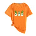 thumbnail image 1 of Pxiakgy Vente de Liquidation! T-Shirt de la Saint-Patrick pour Femmes Gnomes Mignons T-Shirt Imprimé Trèfle Manches Courtes T-Shirts Graphiques Hauts Femmes Manches Courtes Col Rond Mode Décontractée Orange G, 1 of 4