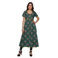 thumbnail image 1 of Moomaya Longues Robes Tuniques en Coton Imprimé à Manches Courtes avec Fente avant pour Femmes, 1 of 6