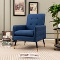 thumbnail image 4 of Costway Fauteuil d'Appoint en Tissu de Lin Fauteuil Moderne une Place avec Pieds en Métal Solides Bleu, 4 of 8