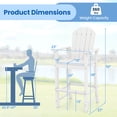 thumbnail image 3 of Costway Outdoor HDPE Bar Height Stool Patio Tall Chair Armrest Footrest All Weather White, 3 of 8