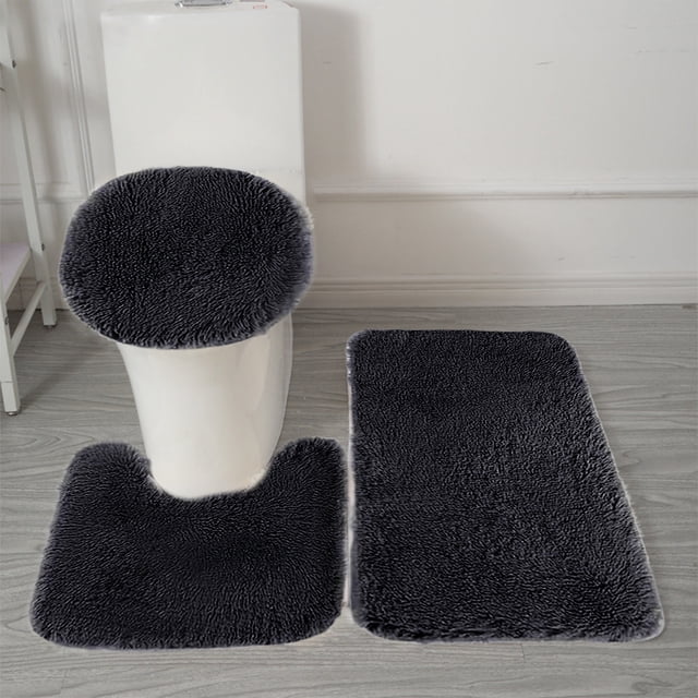 weibbin 3 Pcs Bathroom Rugs - Solid Color, Universal Soft Comfortable, Water Absorption, Non-Slip, Thick, Machine Washable, Easier to Dry for Bath Floor Mats