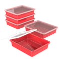 thumbnail image 1 of Storex Plateau de Rangement Plat avec Couvercle, Format Lettre, 10 x 13 x 3 Pouces, Rouge, Lot de 5, 1 of 1