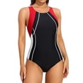 thumbnail image 1 of BeautyIn Women's One Piece Swimsuits Wide Shoulders Bathing Suit Color Blocked, 1 of 6