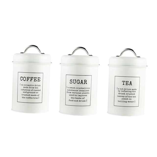 Rongfmy Metal Kitchen Canister Set coffee and tea Sugar Storage Jars Containers for A White