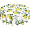 thumbnail image 1 of Floral Lemon Tablecloth Round 60" Watercolor Yellow Lemonade Summer Tablecloth Waterproof Wrinkle Free Tablecloth Kitchen Circle Table Cloth Cover Mat for Party Dinning Tabletop Wedding Home Decor, 1 of 6