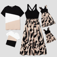 thumbnail image 1 of PatPat Family Matching Cross Back Floral Strap Dress and Colorblock Top Sets, 1 of 6