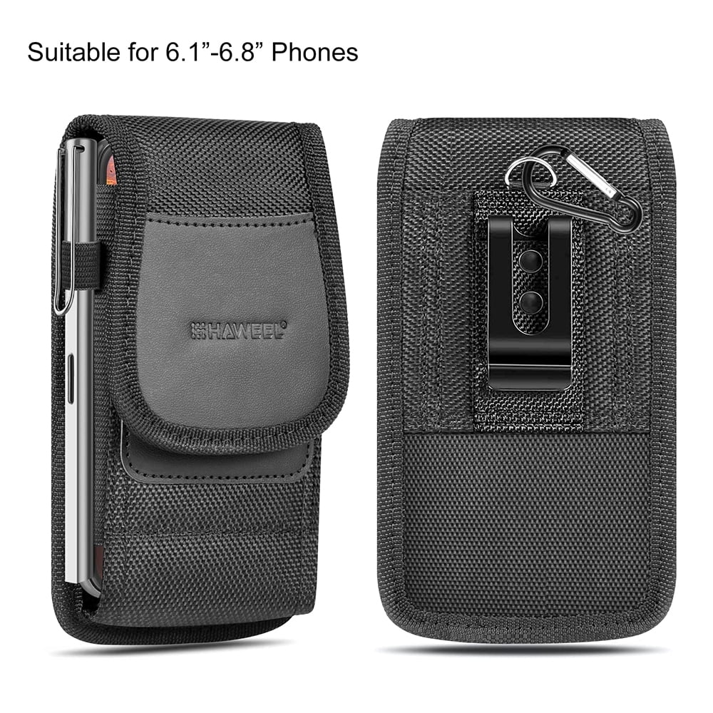 HAWEEL Multifunctional Cell Phone Pouch Waterproof Nylon Belt Holster Case with Card Slot Mobile Phone Waist Bag Compatible with Most Smartphones