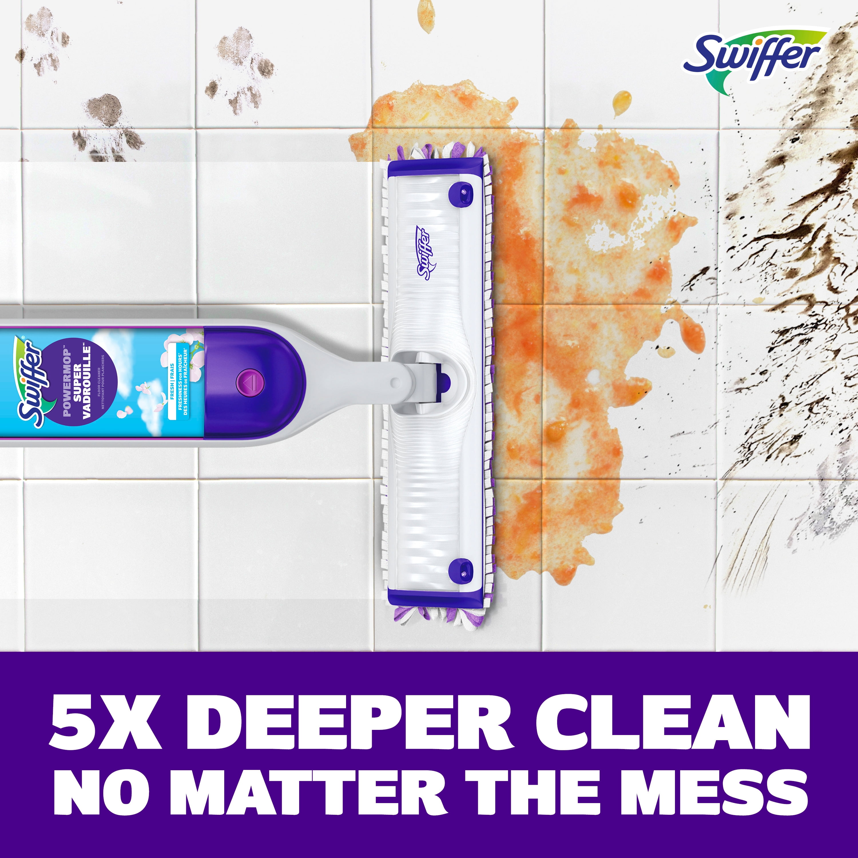 Swiffer PowerMop Multi-Surface Mop Kit for Floor Cleaning, Fresh Scent, Mopping Kit Includes PowerMop, 2 Mopping Pad Refills, 1 Floor Cleaning Solution with Fresh Scent and 2 batteries