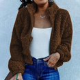 thumbnail image 1 of Femmes Sherpa Veste Revers Manches Longues Récolte Molleton Floue Zip Vestes Manteau Hiver Chaud Solide Pelucheux Outwear, 1 of 5