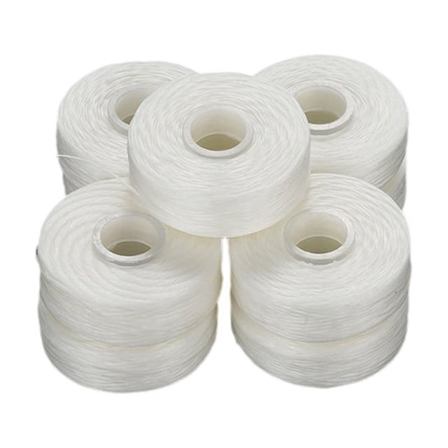 Shisuyan 10pcs Dental Flosser Built-In Spool Wire Flosser Replacement Core. The image shows ten white polyester dental floss refill spools, each compactly designed for easy replacement and storage. These spools are durable, gentle on gums, and feature a 50-meter length for efficient oral care and reduced waste.