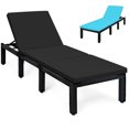 thumbnail image 1 of Gymax Adjustable Rattan Patio Chaise Lounge Chair Couch w/ Black & Turquoise Cushion, 1 of 6