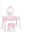 thumbnail image 2 of Patiojoy Kids Princess Vanity Table Set w/ Chair Crown Mirror Pink, 2 of 7