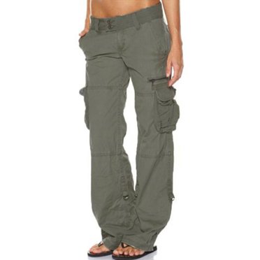 RKSTN Cargo Pants Women Solid Color Hippie Punk Trousers Streetwear Jogger Pockets Loose Overalls Long Pants
