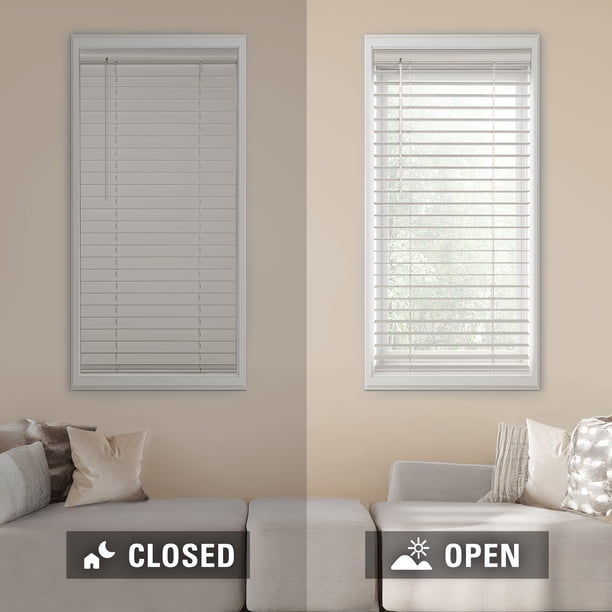 MAINSTAYS 2-inch Faux Wood Horizontal Window Blinds, White, 28 in