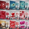 thumbnail image 2 of Valentine‘s Day 3D Digital Printing Shower Curtain 4-piece Set For Home / Hotel / Party Decoration, 2 of 5