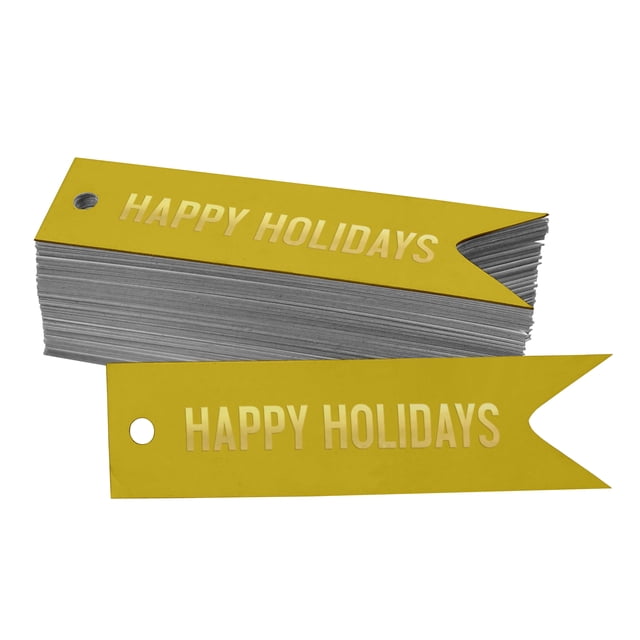 Inkdotpot Happy Holiday Bottle Tag Real Gold Foil Favor Hang Tags Pack Of 100