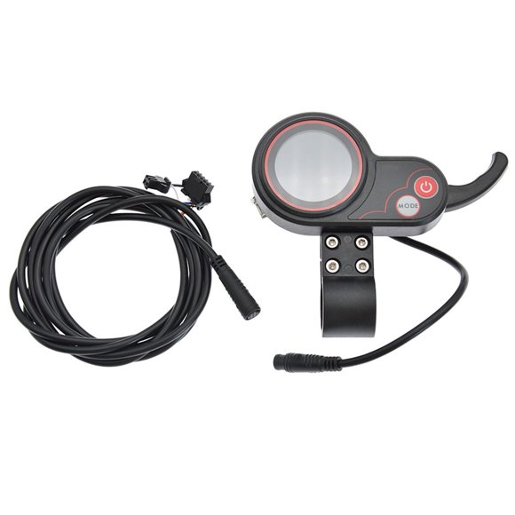 Electric Scooter Thumb Throttle with 2-in-1 Speedometer Display, 24V/36V/48V Voltage Support, 6-Pin Connector for E-Scooters and Skateboards, Black Plastic Handlebar Control Unit(24V)