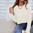 thumbnail image 2 of Chandails à Enfiler de Mode pour Femmes Chandails de Mode pour Femmes d'Hiver Décontractés à Boutons Col Rond Manche Chandail Uni Hauts Blouse Hauts Chandails pour Femmes 2024 S-215 Blanc TG, 2 of 8