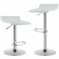 thumbnail image 1 of Gymax Tabourets de Bar Pivotants Réglables 2 Pcs Sans Dossier en Cuir PU Blanc, 1 of 10